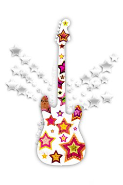 Guitar with stars clipart