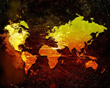 grunge arka plan üzerinde Dünya Haritası