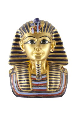 A gold statue of Tutankhamun isolated in white background clipart