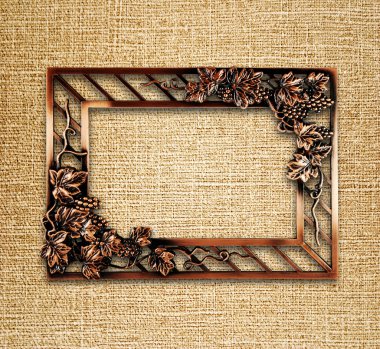 Bronze frame on canvas background clipart