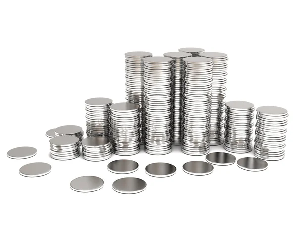 Pilha de moeda de prata — Fotografia de Stock