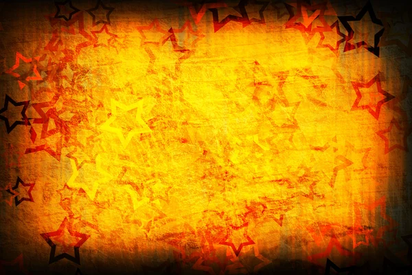 橙色 grunge 的抽象星 — 图库照片