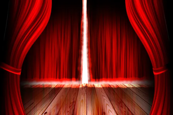 Rode theater podium met gordijn — Stockfoto