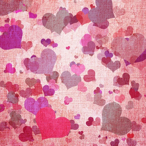 Canvas texture with hearts — Stock Photo, Image
