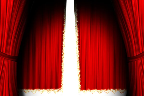 Red theater stage opened — Stock Photo, Image