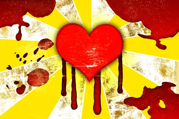 Red hearts with drops of blood — Stock Photo, Image