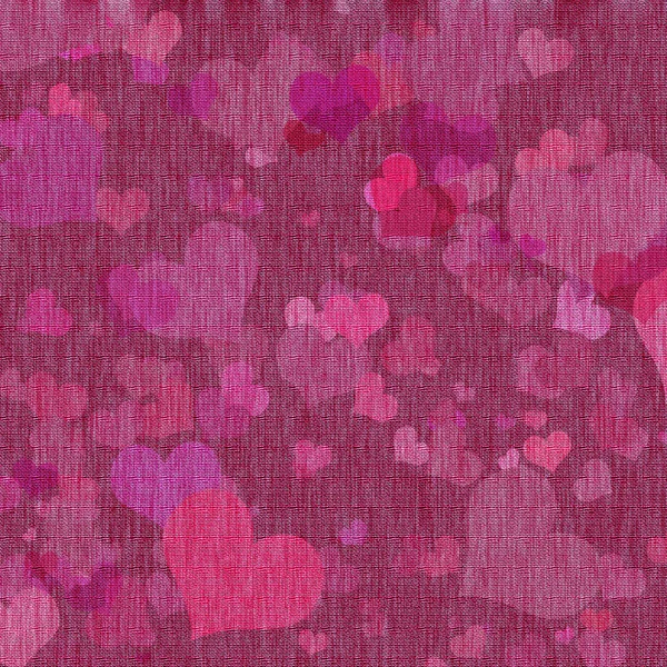 Canvas texture with hearts — Stock Photo, Image