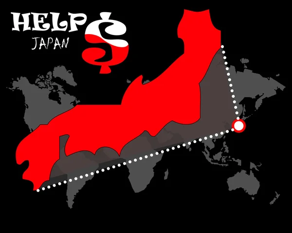 Help japan op thebig kaart met dollar — Stockfoto