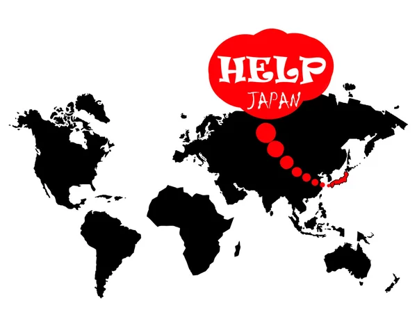 Help japan on the world map — Stock Photo, Image