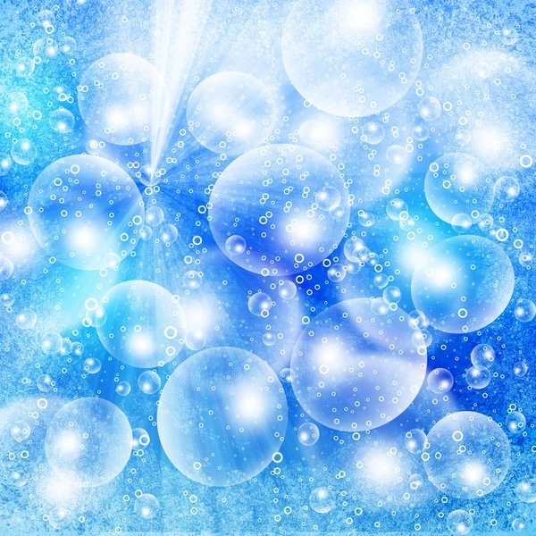 青いグランジに光の泡 — ストック写真