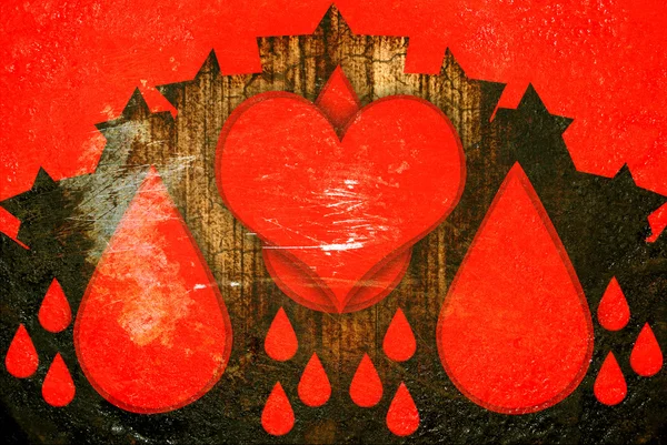 Rote Herzen mit Tropfen — Stockfoto