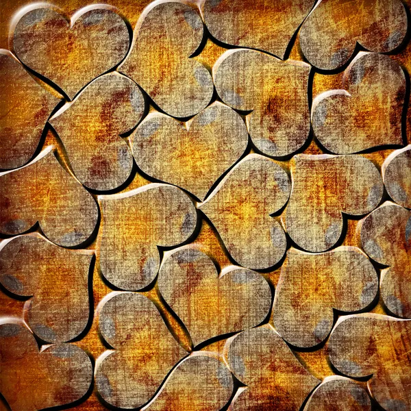 Fundo com corações grunge laranja — Fotografia de Stock