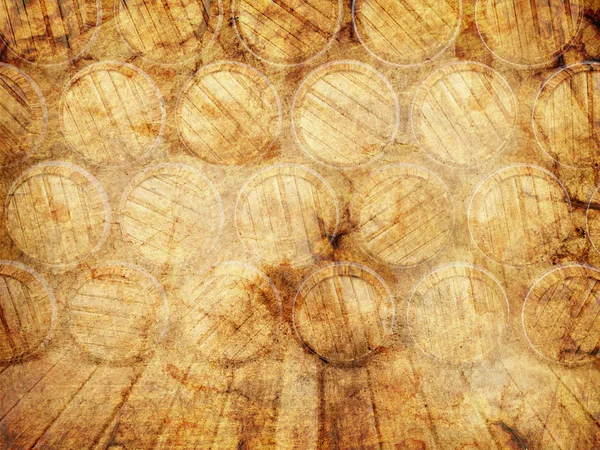 Wall of wooden barrels — Stock Photo, Image