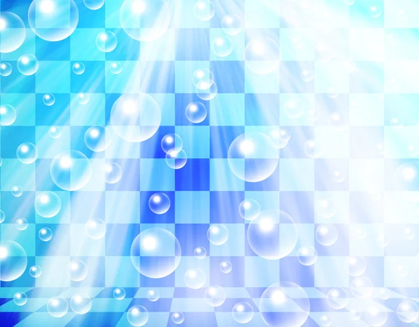 Vody bubliny na pozadí šachovnice — Stock fotografie