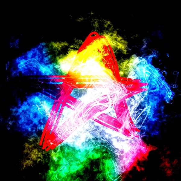 Estrela da anarquia vermelha na fumaça da cor — Fotografia de Stock