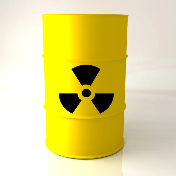 Orange barrel with radiation symbol — Stock Photo, Image