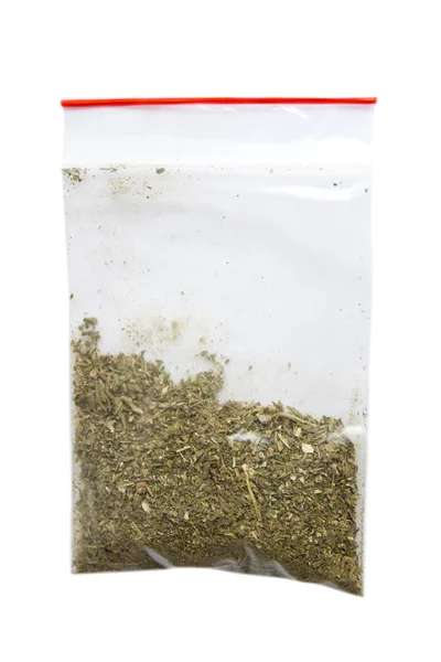 Medicinsk marihuana i en plastikpose - Stock-foto