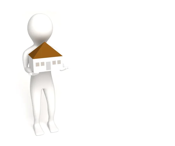 3d man with house in heands — Stock Photo, Image