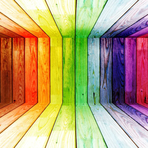 Farbenfroher Spektralraum aus Holz — Stockfoto