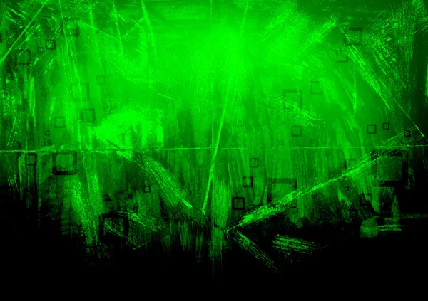 绿色 grunge 背景上的抽象方块 — 图库照片
