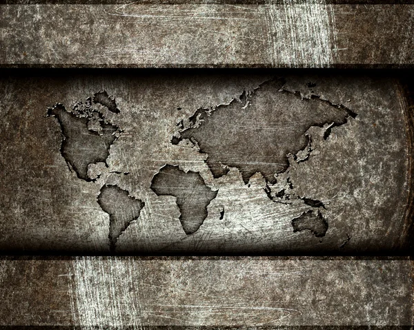 Weltkarte auf Stahlgrund — Stockfoto
