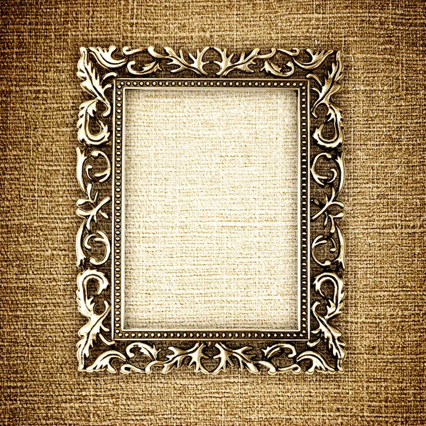 Golden frame on canvas — Stock Photo, Image