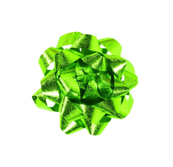 Green gift wrap bow — Stock Photo, Image