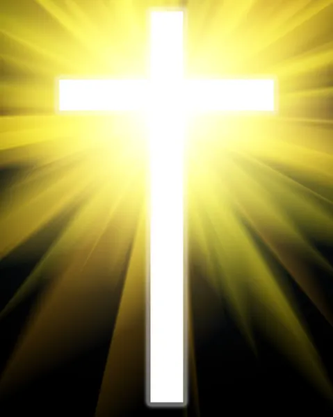 Glowing cross on a black background — Stock Photo, Image