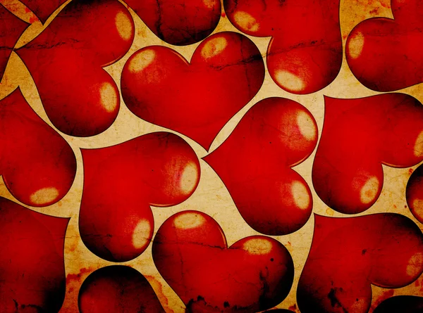 Rote Herzen auf Grunge-Hintergrund — Stockfoto