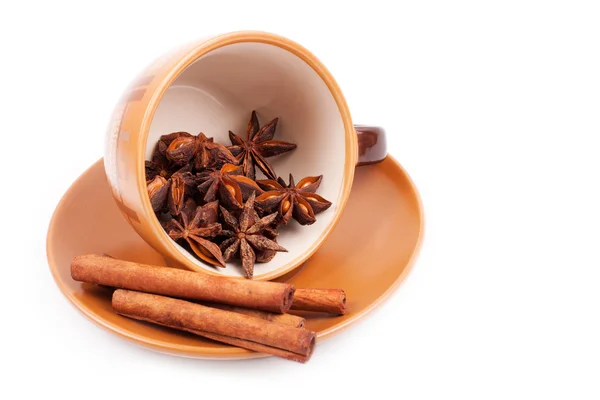 Cinnamon in cofee cup — Stock Photo, Image