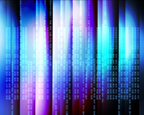 Бинарный код, проходящий через синий фон — стоковое фото
