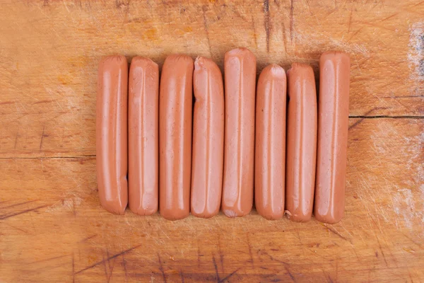 Sausages on wooden — Stock Photo, Image