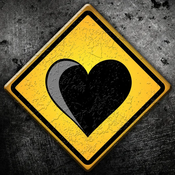 Láska srdce dopravní značka — Stock fotografie