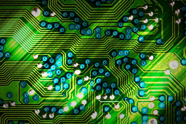Placa de circuito informático en verde — Foto de Stock