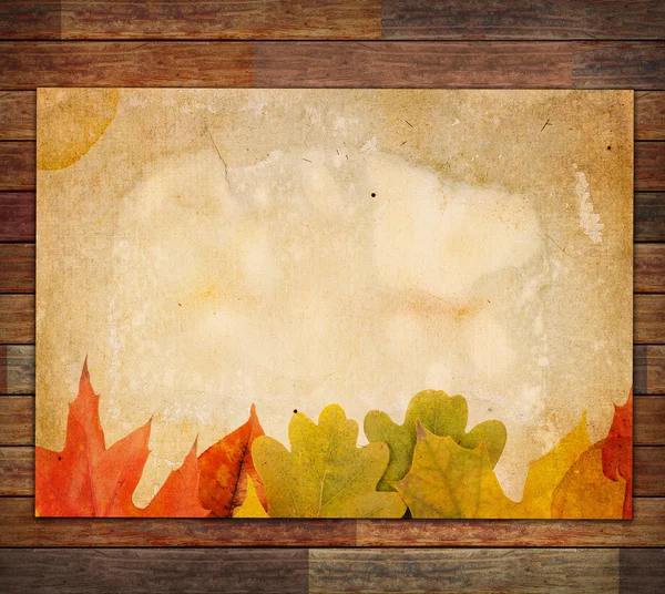 Φθινοπωρινά φύλλα στο παλαιό φύλλο χαρτί — Φωτογραφία Αρχείου