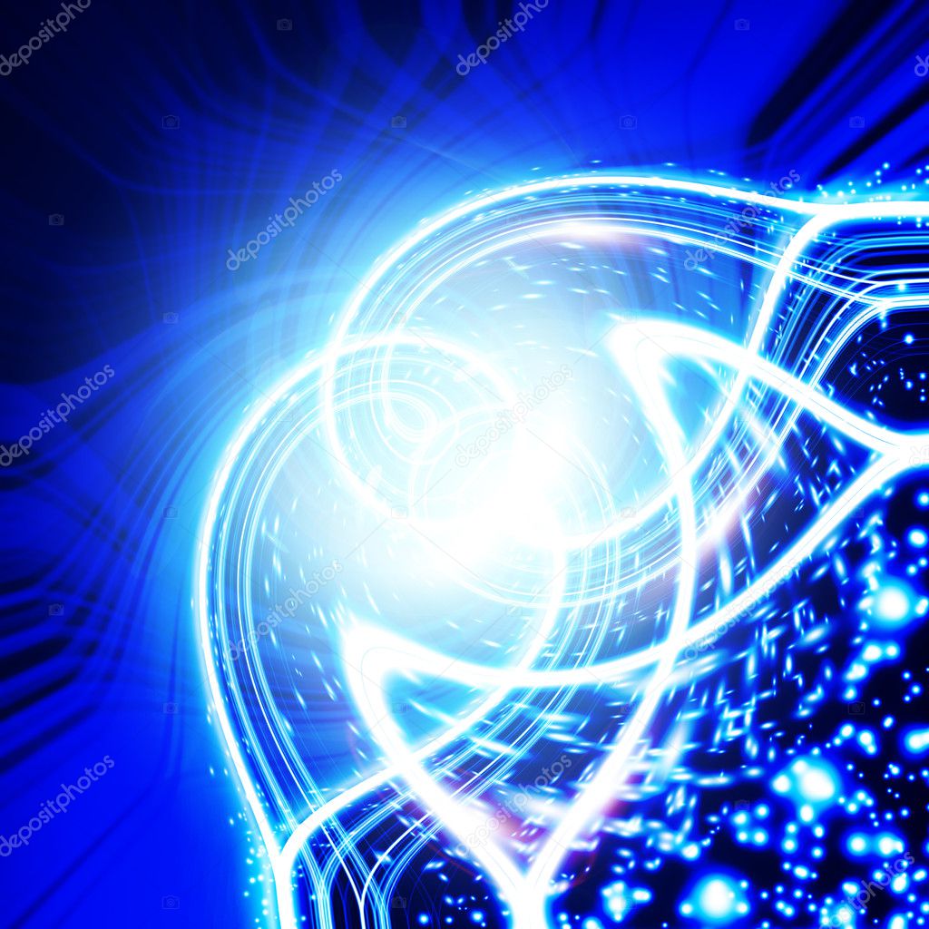 Blue background with planet and rays