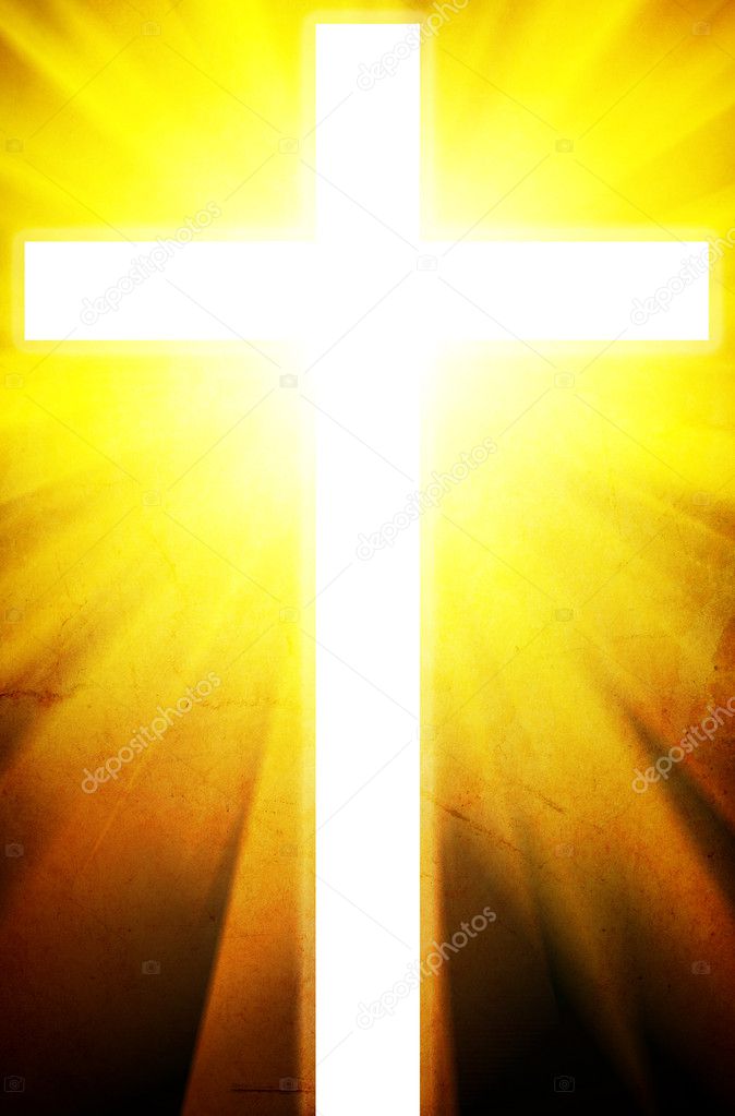 Glowing cross on a black background