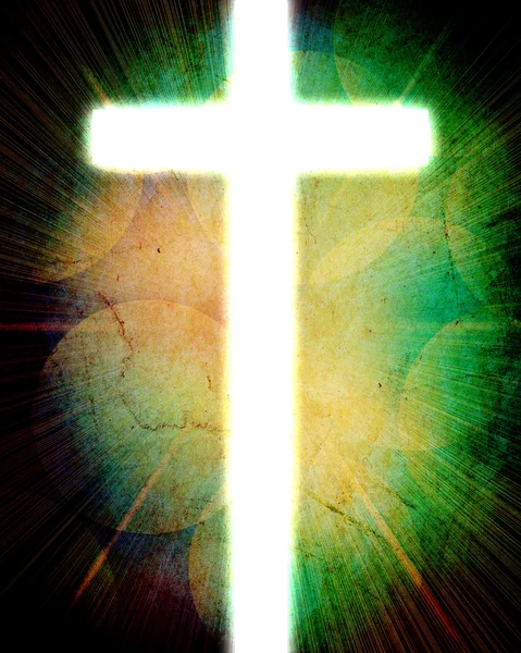 Світловий хрест на небі, з променевими променями світла — стокове фото