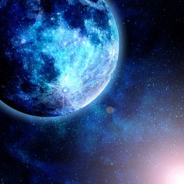 Beautiful glowinf blue planet in space clipart