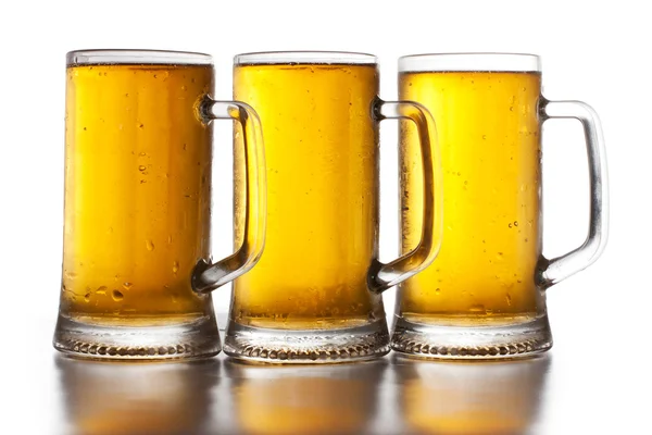 Tři sklenice piva — Stock fotografie
