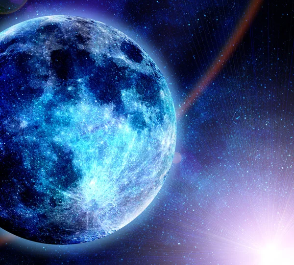 Krásná glowinf modrá planeta ve vesmíru — Stock fotografie