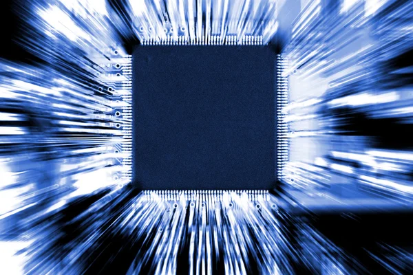Fundo placa de circuito de computador azul — Fotografia de Stock