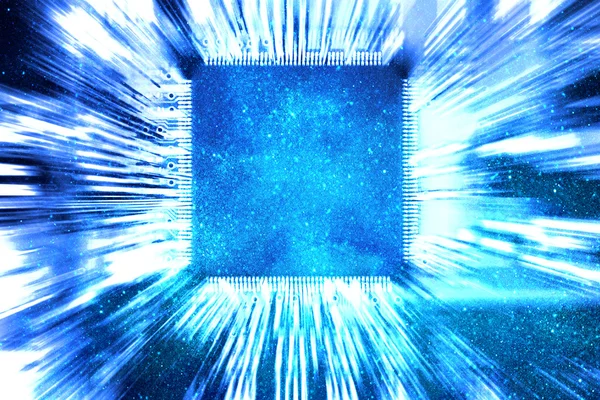 Синий фон компьютерной платы — стоковое фото