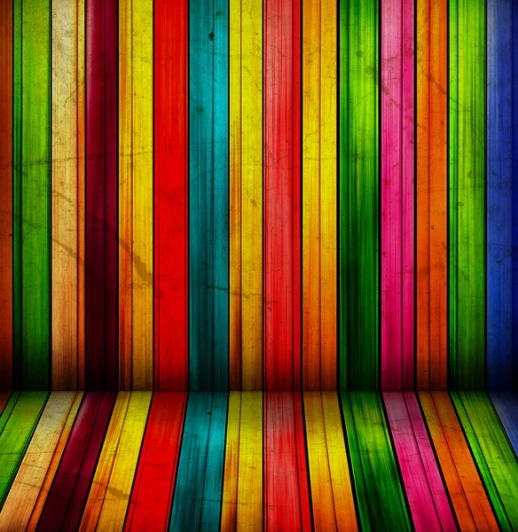 Colorful spectral wooden room — Stock Photo, Image