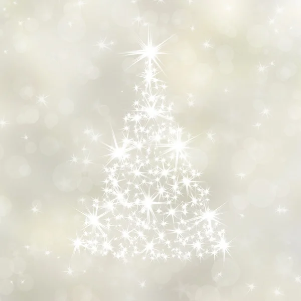 Christmas background with white fir-tree and stars — Stock Photo, Image