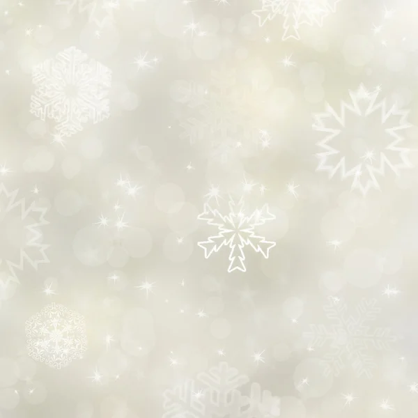 Noel beyaz kar taneleri ve yıldızlar arka plan — Stok fotoğraf