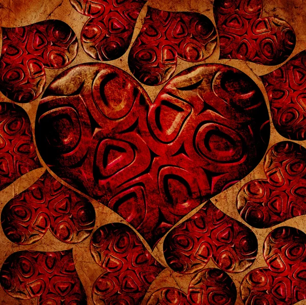 Círculos vermelhos no fundo grunge coração — Fotografia de Stock