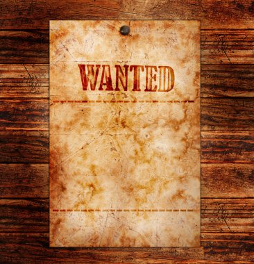 Vintage wanted poster on a wooden wall clipart