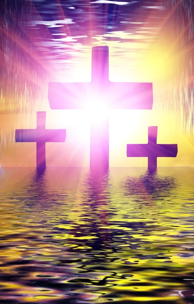 Croce sull'acqua santa — Foto Stock