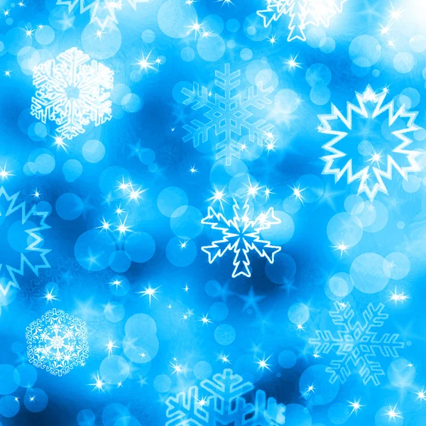 Χριστούγεννα φόντο με λευκά νιφάδες χιονιού και αστέρια — Φωτογραφία Αρχείου